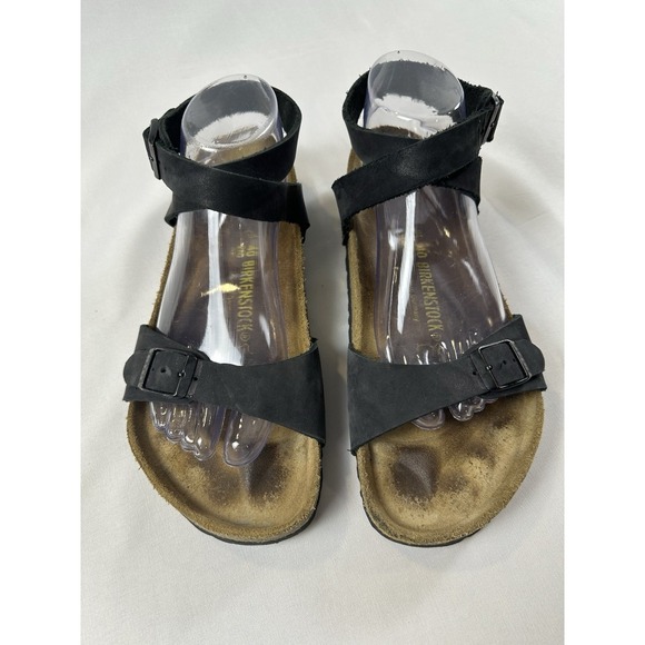 RARE‎ Birkenstock Delhi Ankle Strap Sandals Black Oiled Leather EU40 US9 - Picture 5 of 9
